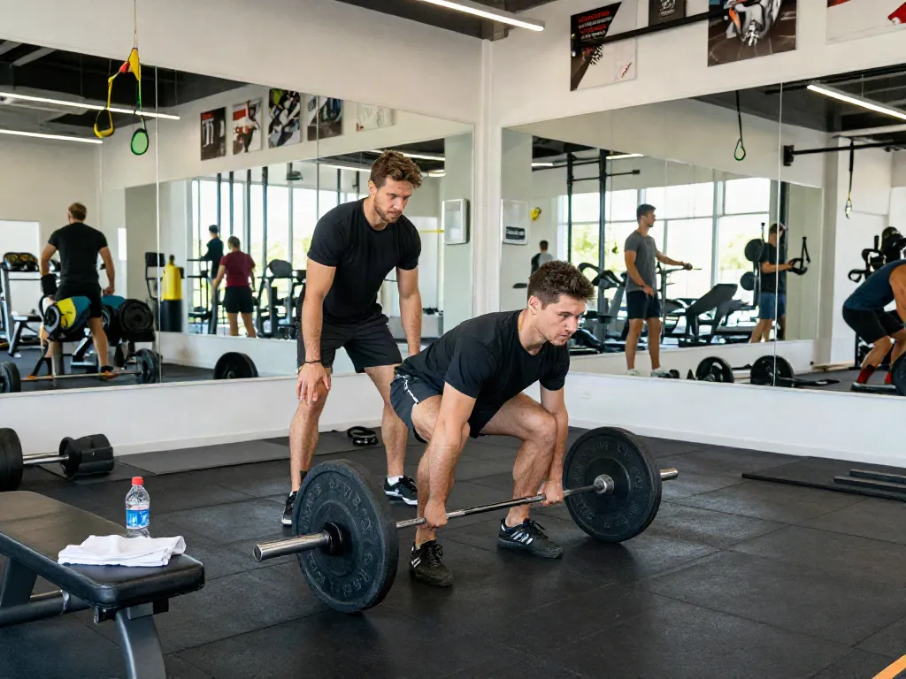 Engaged athlete performing deadlifts in a modern gym while training, focusing on comprare steroidi orali benefits for enhanced performance.