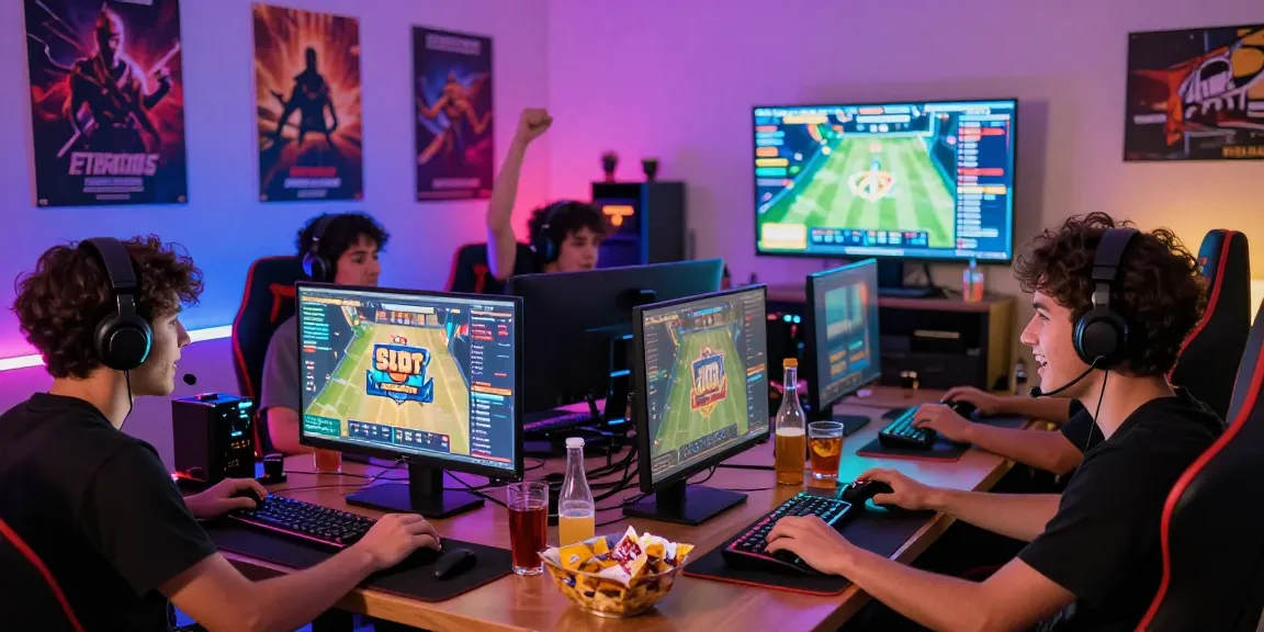 Exciting online gaming atmosphere where players enjoy slot gacor tournaments with vibrant decor.