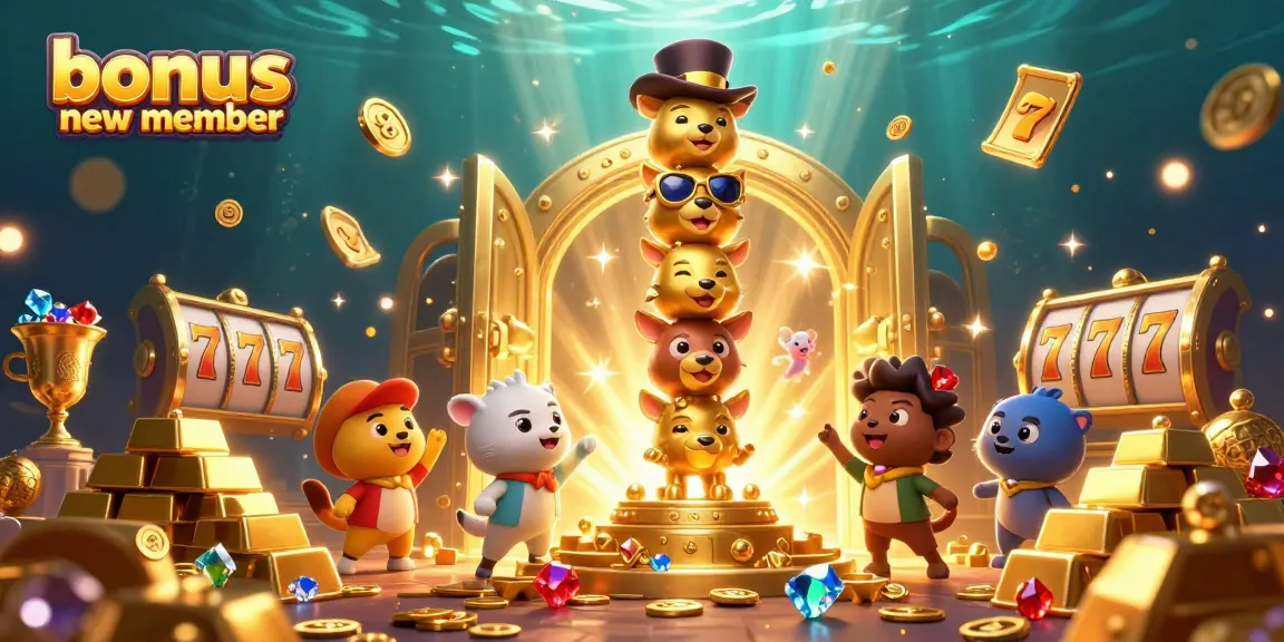 Win big with the bonus new member offer in this immersive 3D casino scene.