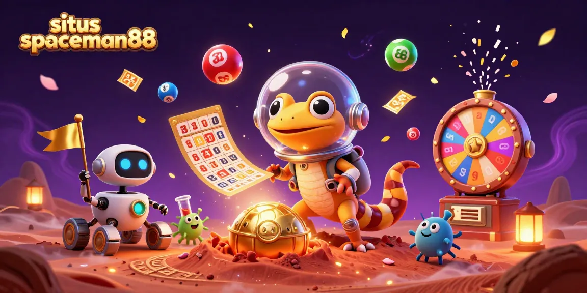 Play and win at situs spaceman88 with an exciting Martian theme and vibrant casino graphics.