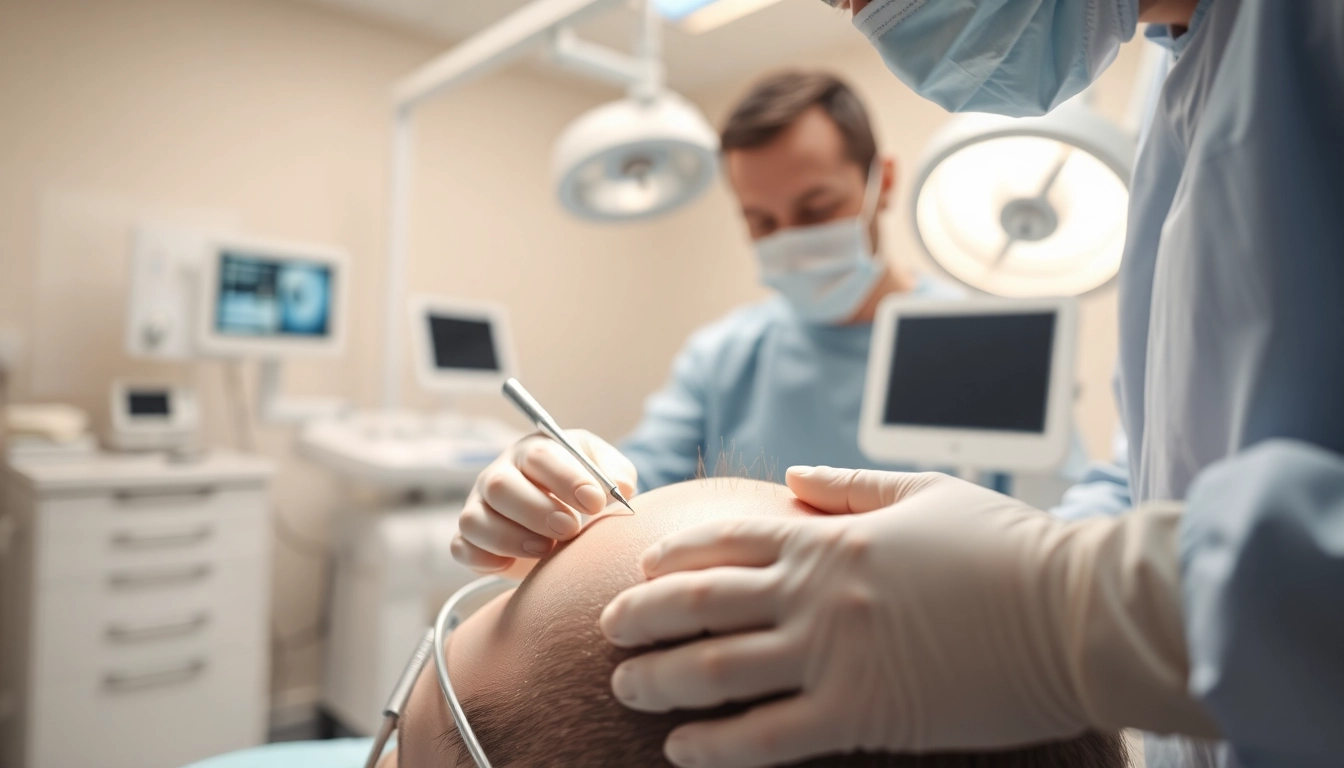 Hair transplant turkey procedure showcasing an expert surgeon at work in a modern clinic.