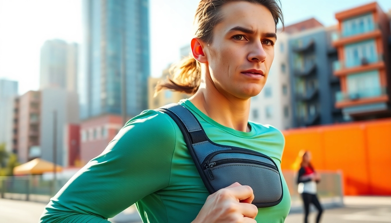 Runner showcasing a sleek and functional run belt, designed for comfort and ease during exercise.