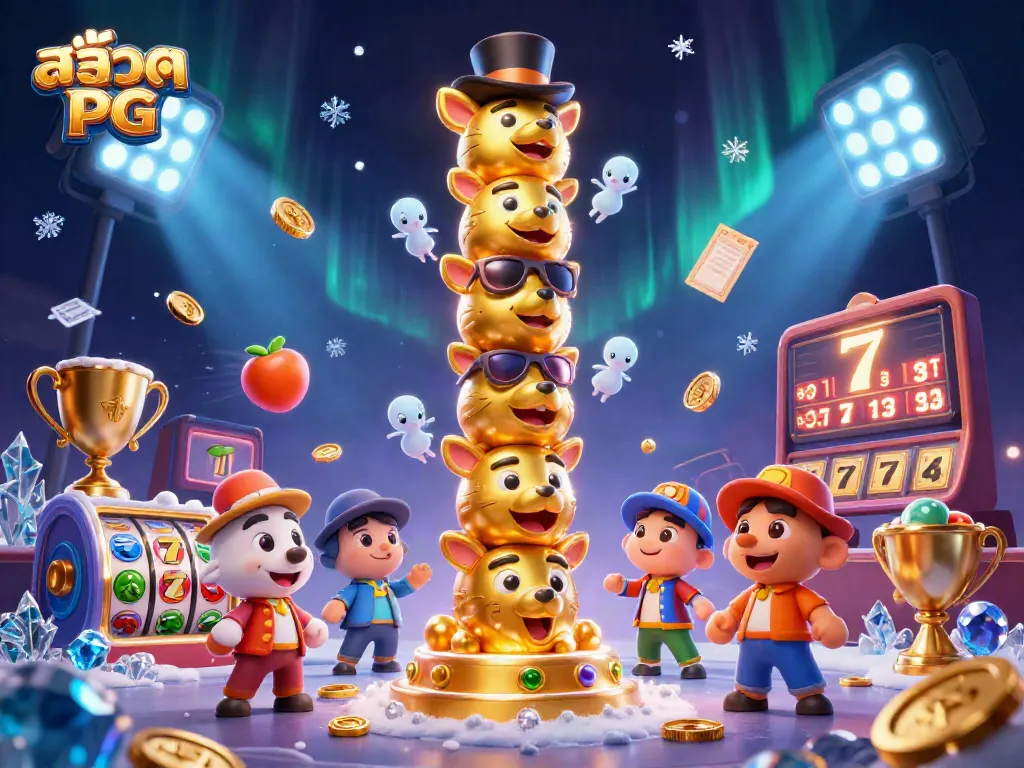 เล่นสล็อต PG กับรูปภาพสีสันสดใสที่แสดงการเล่นเกมสล็อตยอดนิยม