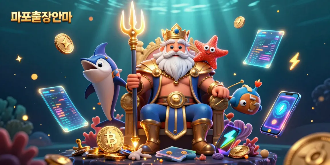 Experience thrilling 마포출장안마 with a vibrant illustration showcasing underwater casino elements and rich details.