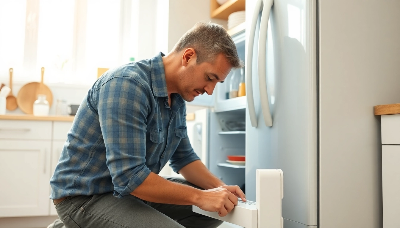 Focused technician providing appliance repair los angeles services in a well-lit kitchen.
