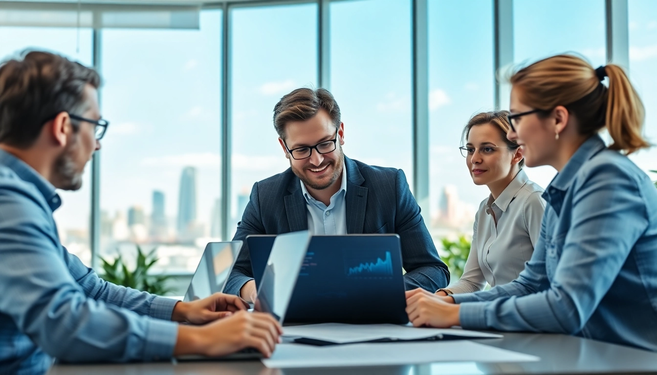 Managed IT services near me showcased by a professional team collaborating in a modern office.