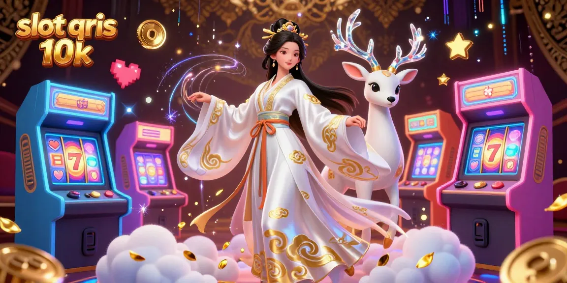 Engage in thrilling gameplay with slot qris 10k amidst vibrant 3D elements and casino motifs.