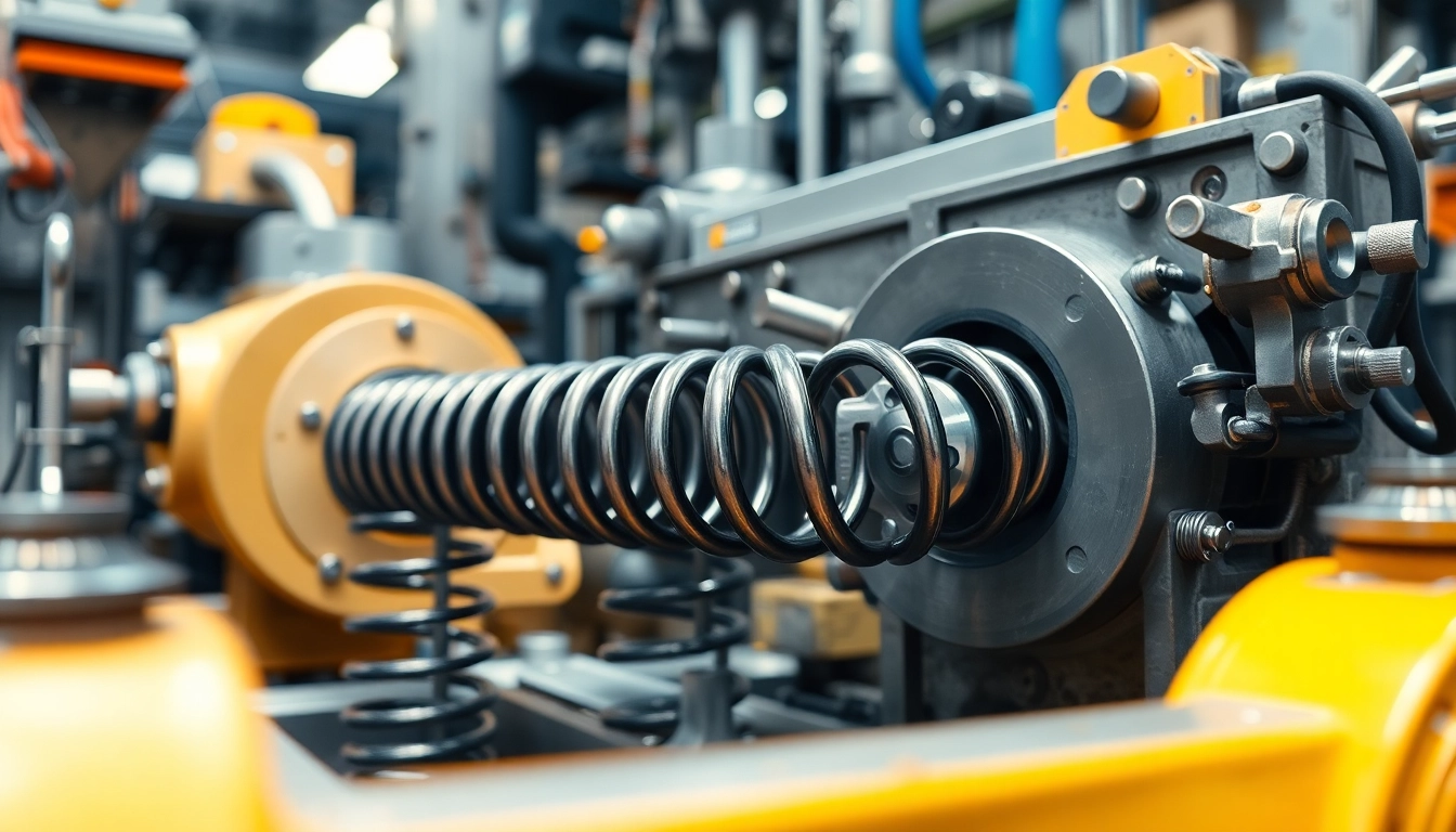 Gas Spring Supplier showcasing a detailed assembly of gas springs in an industrial environment.