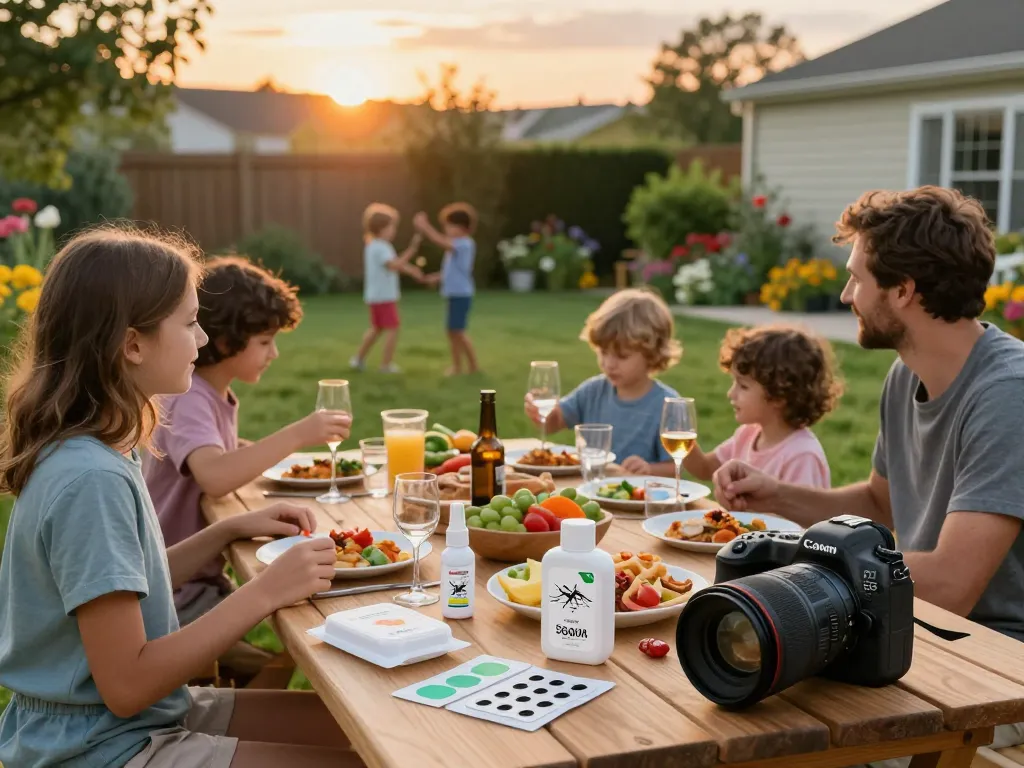 Best Mosquito Repellent products showcased in a warm family picnic scene outdoors
