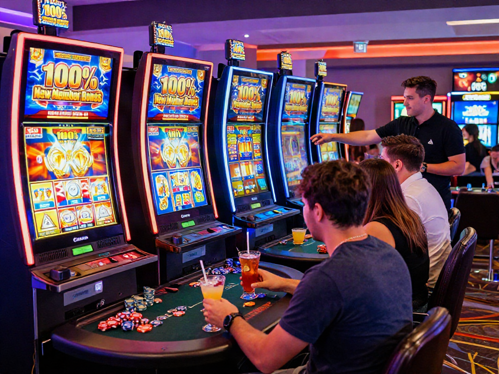 Exciting gaming scene highlighting slot bonus new member 100 promotions.