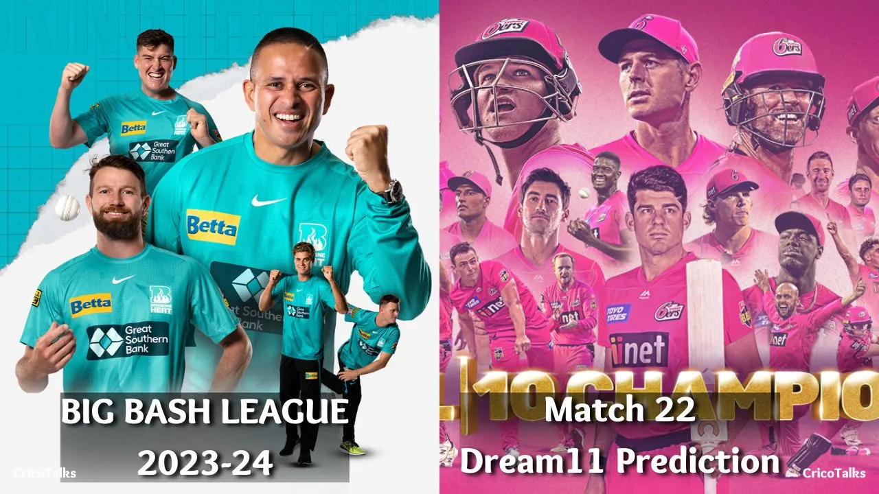 BIG BASH LEAGUE | SIX vs HEA Dream11 Prediction, Match 22, Fantasy Tips, Dream11 team, playing 11, Pitch Report | Brisbane Heat vs Sydney Sixers