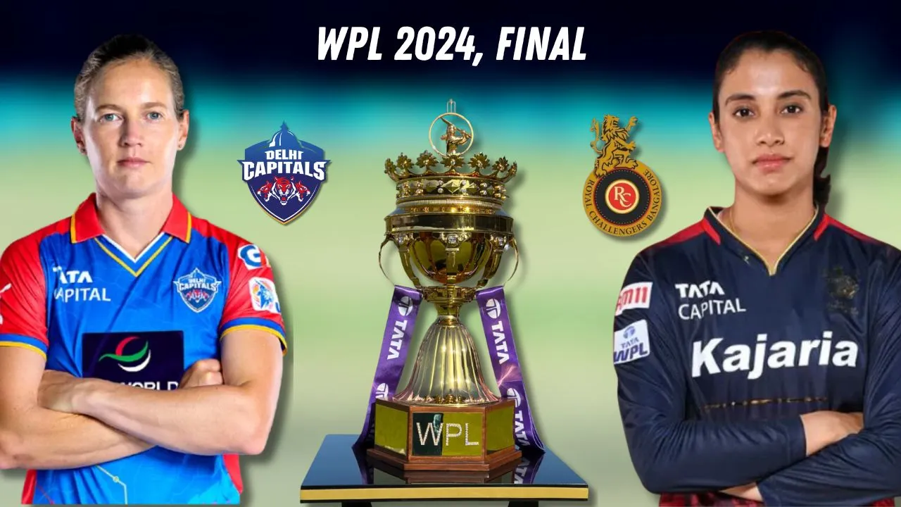 Meg Lanning and Smriti Mandhana posing with wpl 2024 trophy before the DC vs RCB final