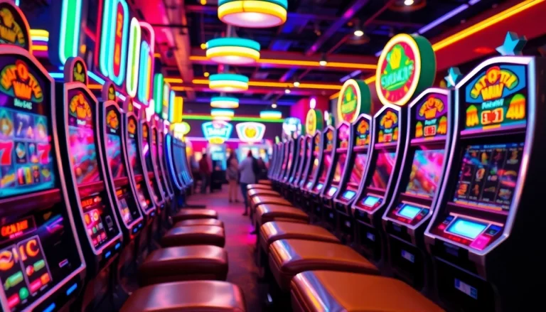 Permainan seru bos88 dengan mesin slot berwarna-warni memikat perhatian pengunjung.