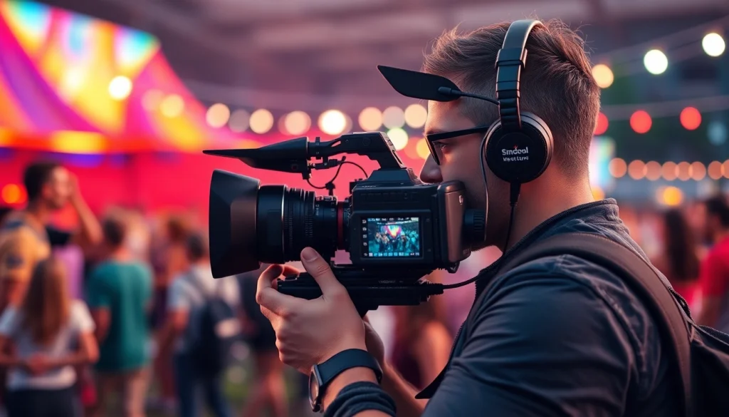 Vediography in action as a professional captures vibrant outdoor events with dynamic energy.