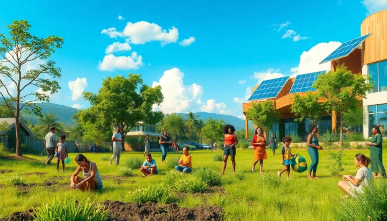 Aerial view of a sustainable living community illustrating practices from https://www.unsustainablemagazine.com.