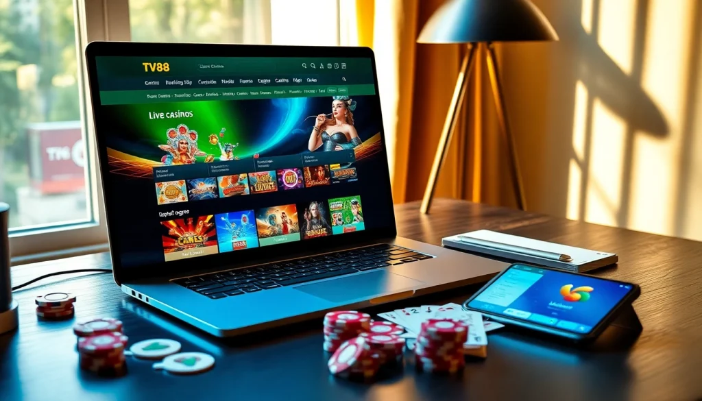 Experience the excitement of online gaming at https://whycazino.com with a sleek setup featuring the TV88 casino platform.