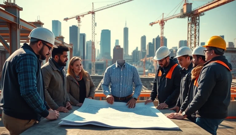 Showcasing a professional New York General Contractor overseeing a construction project amidst an urban skyline.