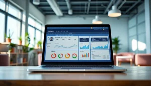 Showcasing an Instagram smm panel interface in a professional office setting to illustrate social media management.