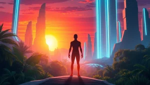 Engaging visual representation of the Gilgamesh Project at www.trilgameshproject.com, depicting a hopeful figure amidst a futuristic cityscape.