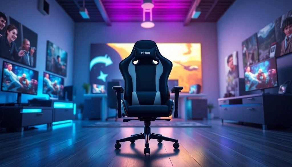 Engage with the RR 88 gaming chair in a vibrant gaming environment.