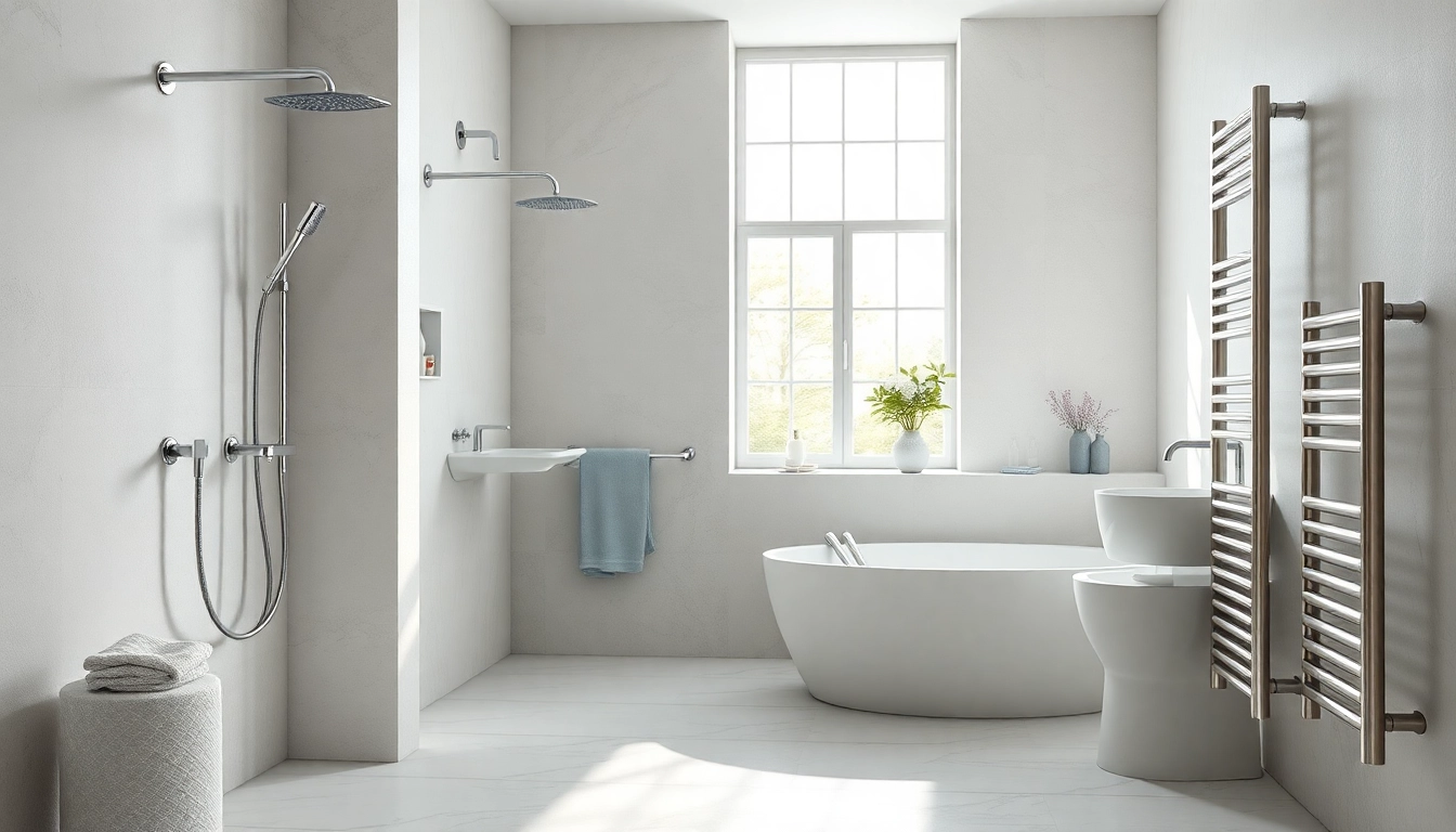 Erleben Sie sonni sanitär Produkte in einem modernen Badezimmer mit stilvollen Duschen und Heizkörpern.