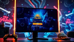 Masukkan virus4d login slot pada layar monitor modern dengan latar belakang menarik.