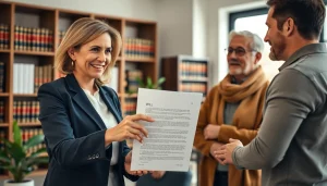 Engaging consultation with an estate planning lawyer at https://www.norcrosslawfirm.com, helping clients navigate legal documents.