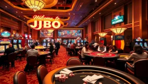 Experience the thrill of JBO as players engage at luxurious casino tables, vibrant with action and excitement.
