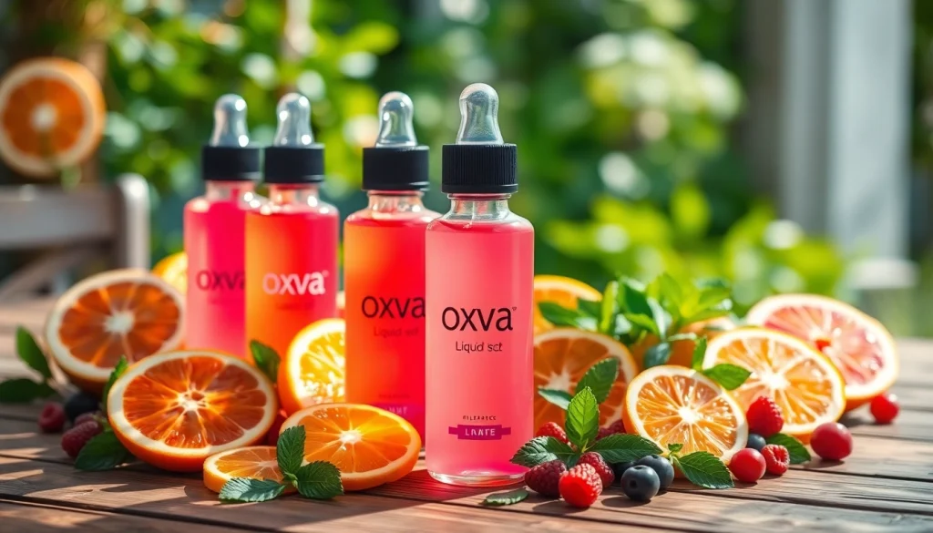 Aktive Nutzer genießen Oxva Liquid zusammen mit frischen Früchten.