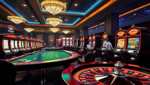 Engaging gaming scene from https://whycazino.com featuring luxury casino tables and slot machines.