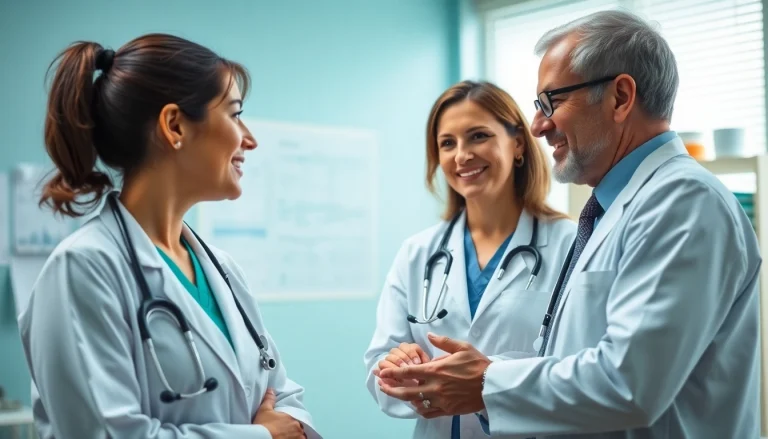 Engaging healthcare professionals enhancing Health through collaborative discussion in a bright office.