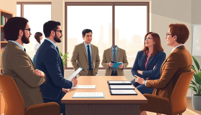 Consultation at https://www.agslawfirm.com with diverse clients discussing legal matters in a professional office.