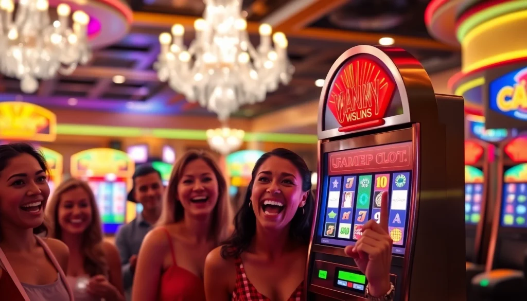 Bermain slot gacor dengan antusias di casino saat merayakan kemenangan jackpot.