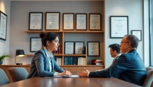 Consultation at https://www.stpetefamilyattorney.com with professional family attorney and clients in a law office.