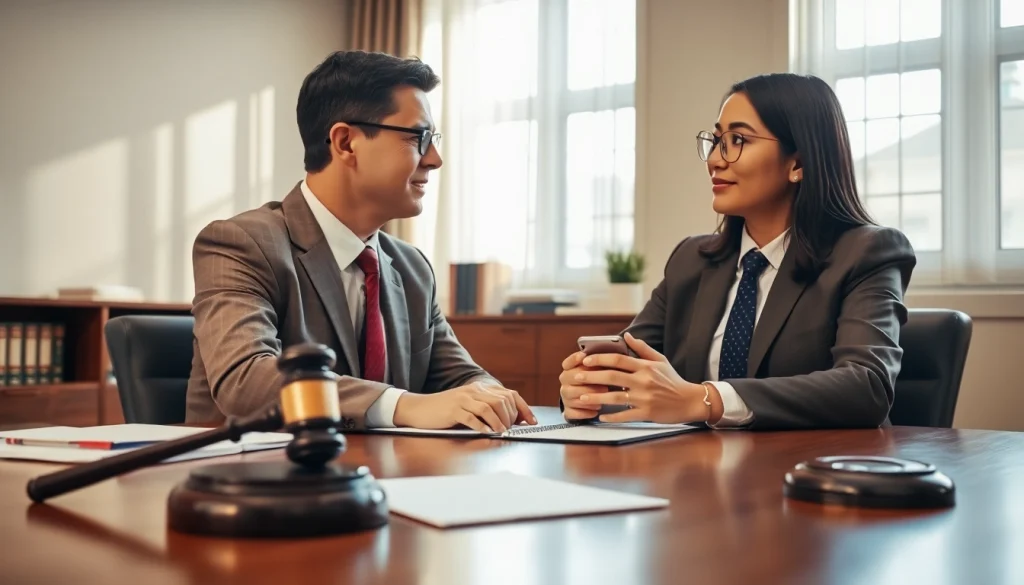 Engaging consultation at https://www.timgrabeattorney.com between an attorney and a client.