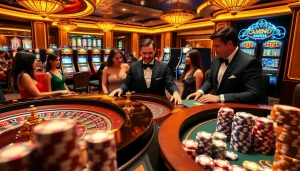 Experience the thrill of mm88.com with players enjoying vibrant roulette and slot machines.