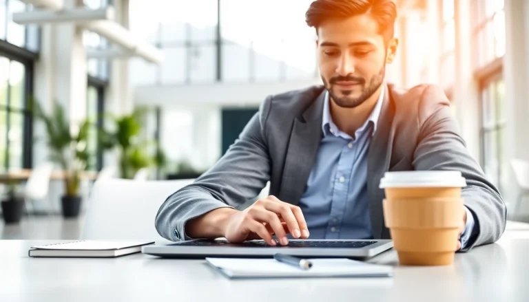 Explore jobs new york through a professional browsing job opportunities in an office setting.