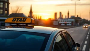 Catch a taxi nottingham to birmingham airport with this professional saloon taxi in a city setting.