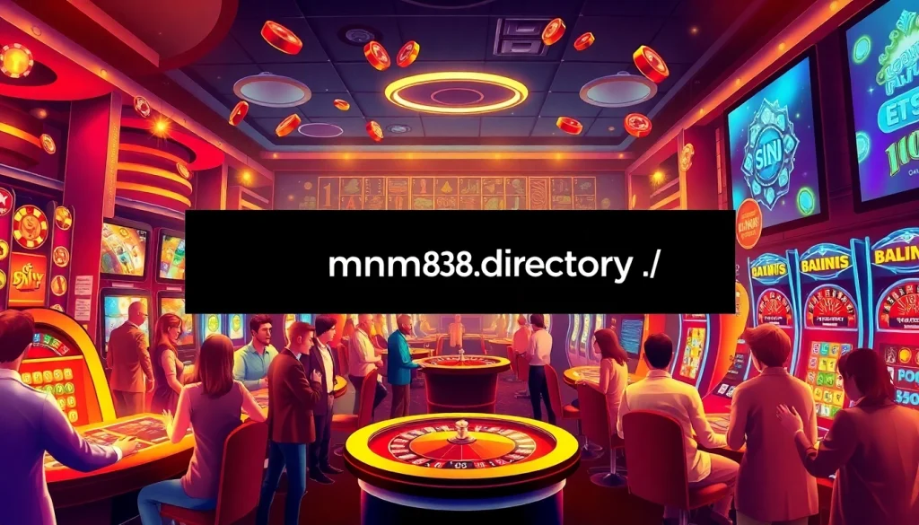 Players enjoying game features at https://mm88.directory/, showcasing vibrant online casino activities with poker chips and roulette.