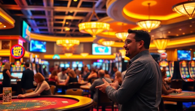 คาสิโน แสดงกิจกรรมการเล่นที่โต๊ะในสภาพแวดล้อมที่มีชีวิตชีวาและน่าตื่นเต้น