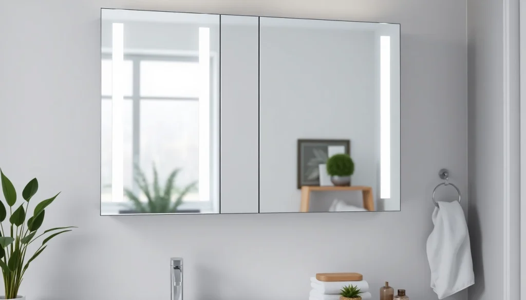 Stylish sonni Spiegelschrank mit Beleuchtung und modernem Design im Badezimmer.