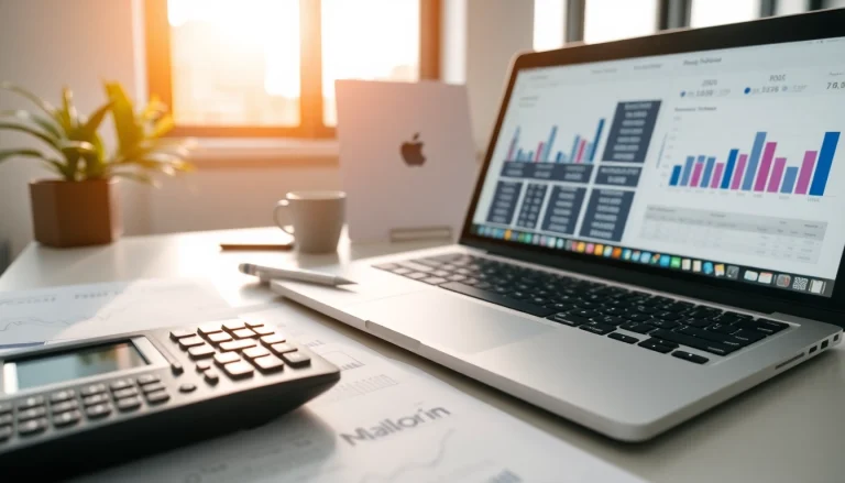 Calculate ROI for real estate using financial tools and property data in a modern workspace.