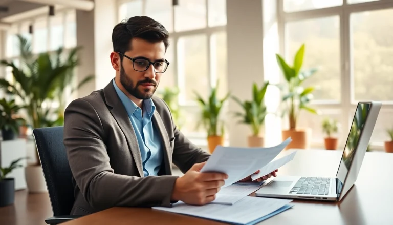 Reviewing resumes for a free job post opportunity in a professional office environment.