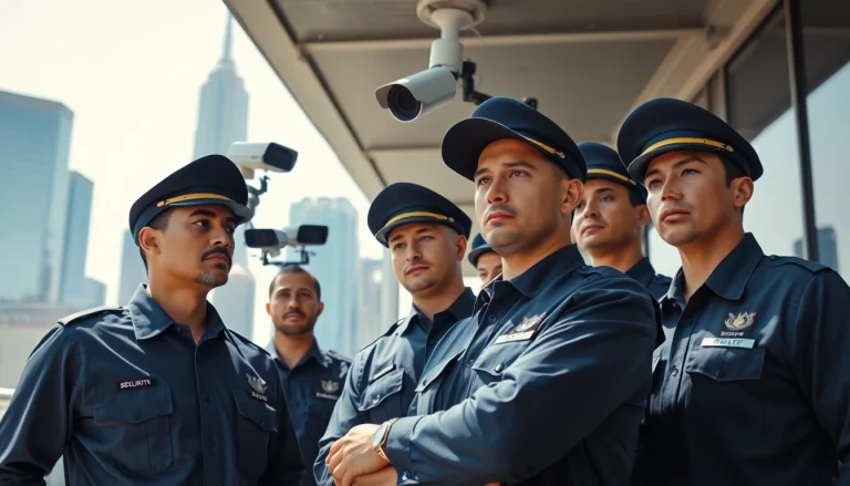 Security Company professional personnel ensuring safety in an urban environment.