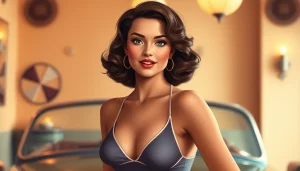 Showcasing a stunning Varga Girl from https://www.esquirevargas.com in vintage glamorous attire