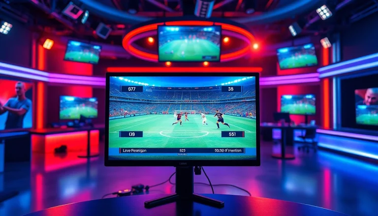 스포츠중계의 고화질 방송 화면을 선명하게 보여주는 전문 방송 환경