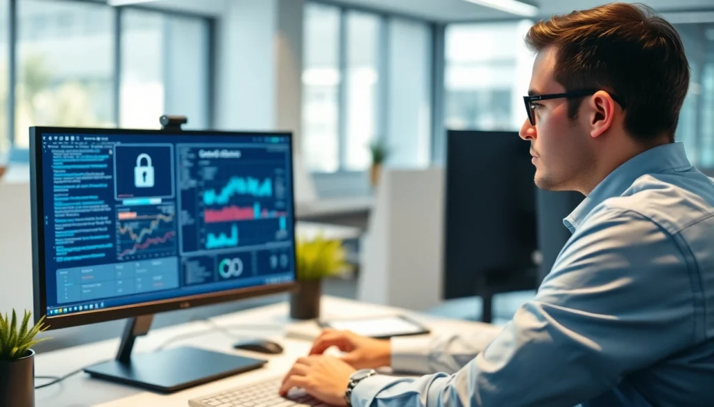 Enhance cyber security fredericksburg with a professional analyzing data in a tech-savvy environment.