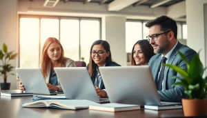 Engaged legal professionals collaborate at https://www.mainorellis.com in a modern office.