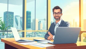 신용카드 현금화에 대한 전문가 상담 장면, 현대적인 사무실 배경