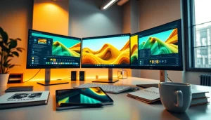 Nano Banana Pro AI image editor displayed in a modern digital workspace with vibrant art and editing interfaces.